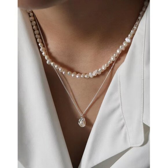 Real baroque pearl necklace,Real freshwater peal necklace - Picture 5 of 6